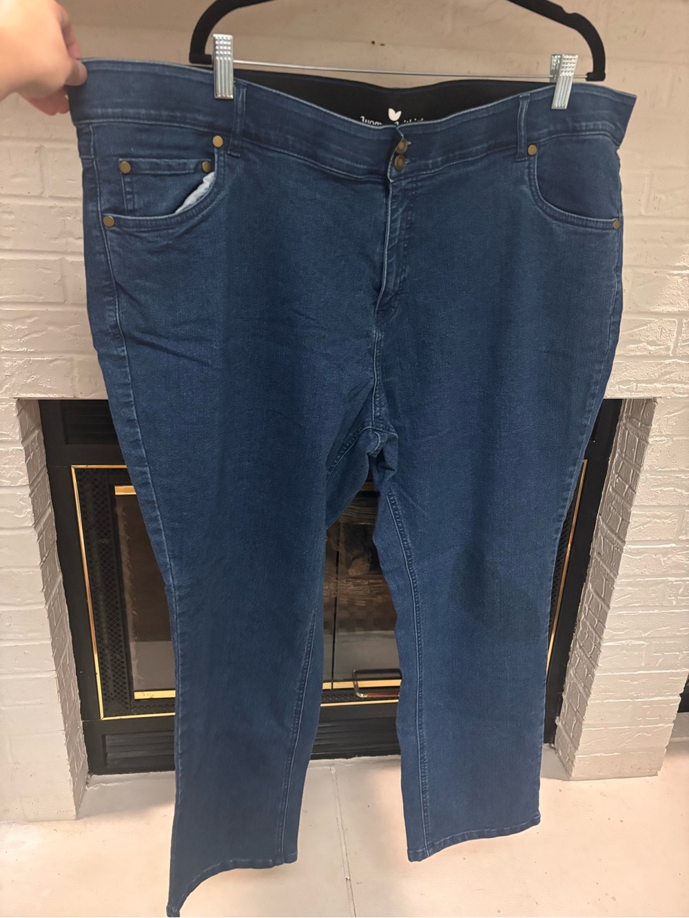 Woman Within Classic Straight-Leg Dark Blue Jeans
